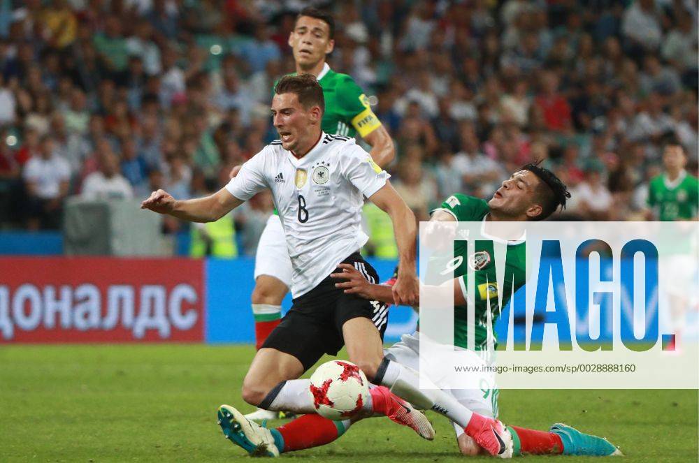 Germany s Leon Goretzka (L) and Mexico s Raul Jimenez fight for the ball in their 2017 FIFA Confederations Cup semifinal football match at Fisht Stadium. Germany won the game 4-1. Sergei Fadeichev TASS TS05583F