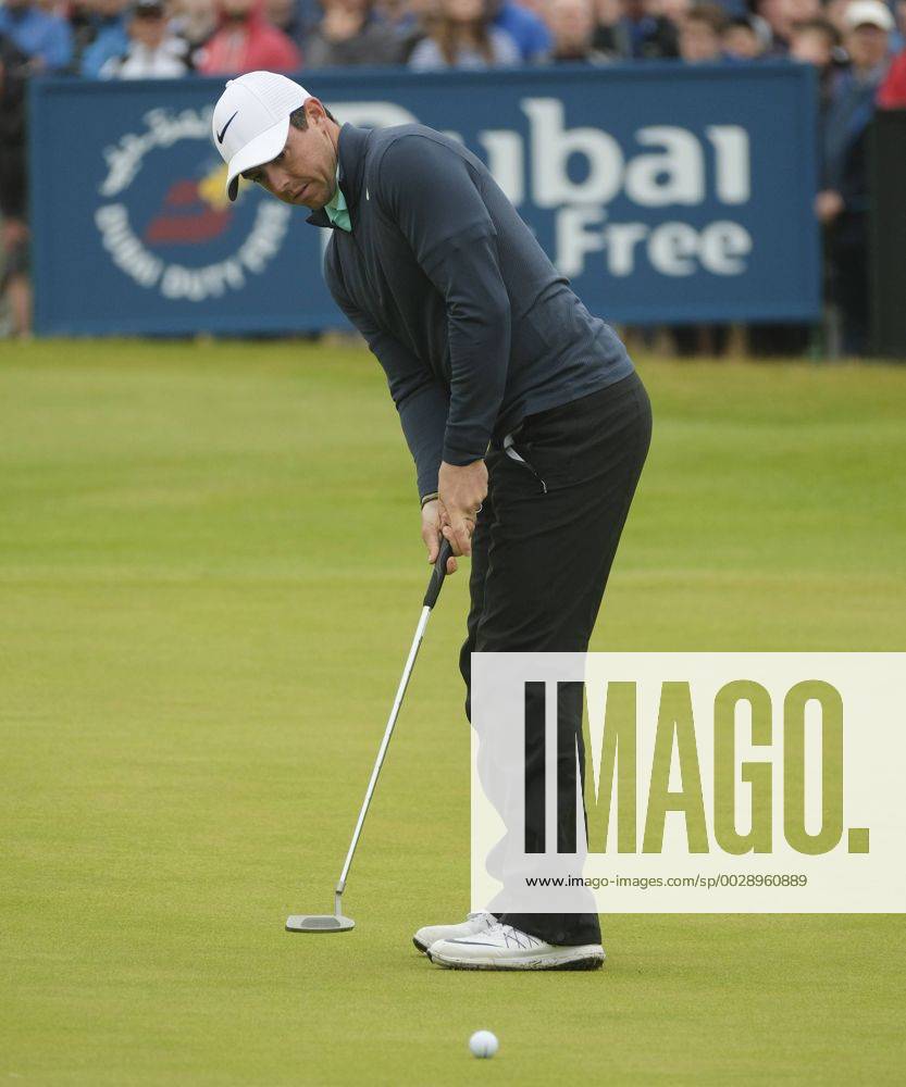 July 7th 2017, Portstewart Golf Club, Portstewart, Northern Ireland; Dubai Duty Free Irish Open Golf Championship, Day 2; Rory McIlroy (NIR) putts on the 18th during the second round of the Dubai Duty Free Irish Open Cookex ActionPlus11898562