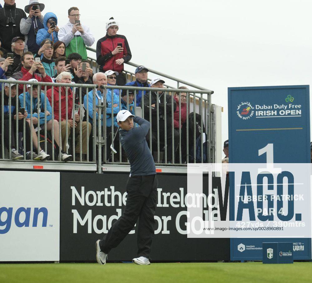 July 7th 2017, Portstewart Golf Club, Portstewart, Northern Ireland; Dubai Duty Free Irish Open Golf Championship, Day 2; Rory McIlroy (NIR) drives from the 1st tee box during the second round of the Dubai Duty Free Irish Open Cookex ActionPlus11898564