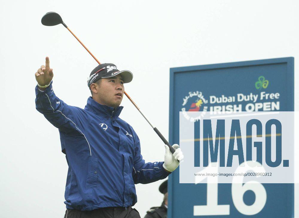 July 7th 2017, Portstewart Golf Club, Portstewart, Northern Ireland; Dubai Duty Free Irish Open Golf Championship, Day 2; Hideki Matsuyama (JPN) calls a wayward drive from the 16th during the second round of the Dubai Duty Free Irish Open Cookex ActionPlus11898556