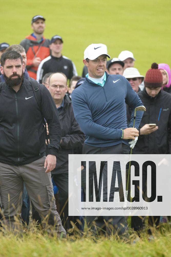 July 7th 2017, Portstewart Golf Club, Portstewart, Northern Ireland; Dubai Duty Free Irish Open Golf Championship, Day 2; Rory McIlroy (NIR) plays out of the rough on the 16th during the second round of the Dubai Duty Free Irish Open Cookex ActionPlus11898557
