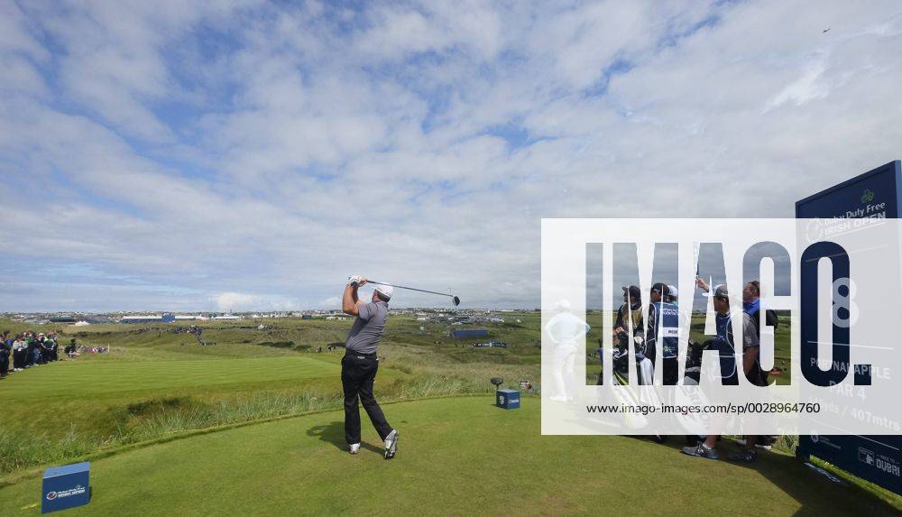 July 7th 2017, Portstewart Golf Club, Portstewart, Northern Ireland; Dubai Duty Free Irish Open Golf Championship, Day 2; Graeme McDowell (NIR) plays of the 8th tee during the second round of the Dubai Duty Free Irish Open Cookex ActionPlus11898688