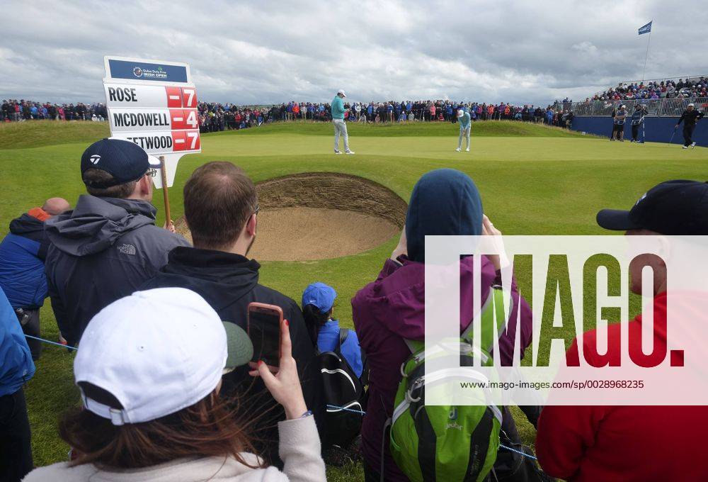 July 7th 2017, Portstewart Golf Club, Portstewart, Northern Ireland; Dubai Duty Free Irish Open Golf Championship, Day 2; Tommy Fleetwood (ENG) and Justin Rose (ENG) on the green during the second round of the Dubai Duty Free Irish Open Cookex ActionPlus11898843