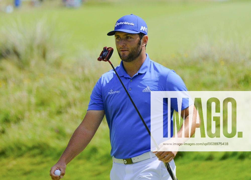 July 8th 2017, Portstewart Golf Club, Portstewart, Northern Ireland; Dubai Duty Free Irish Open Golf Championship, Day 3; John Rahm (USA) after carding a birdie on the 1st during the third round of the Dubai Duty Free Irish Open; Rahm presently holds the lead towards the end of the 3rd round Cookex ActionPlus11898979