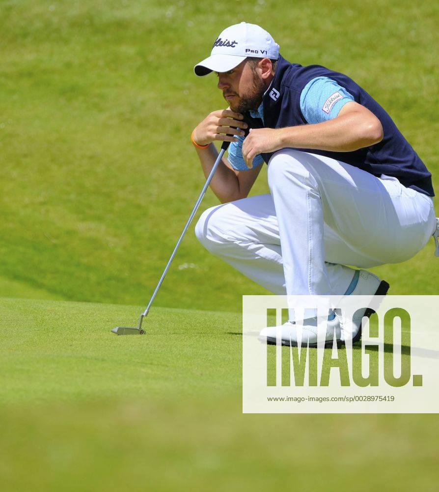 July 8th 2017, Portstewart Golf Club, Portstewart, Northern Ireland; Dubai Duty Free Irish Open Golf Championship, Day 3; Matthew Southgate lines up his putt on the 3rd during the third round of the Dubai Duty Free Irish Open Cookex ActionPlus11898980