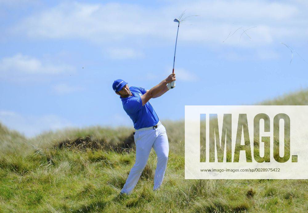 July 8th 2017, Portstewart Golf Club, Portstewart, Northern Ireland; Dubai Duty Free Irish Open Golf Championship, Day 3; John Rahm (USA) with his second shot on the 3rd during the third round of the Dubai Duty Free Irish Open; Rahm presently holds the lead towards the end of the 3rd round Cookex ActionPlus11898983
