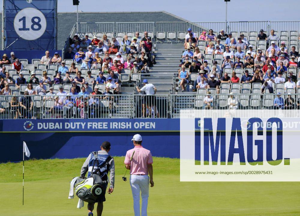 July 8th 2017, Portstewart Golf Club, Portstewart, Northern Ireland; Dubai Duty Free Irish Open Golf Championship, Day 3; The grandstand greets Justin Rose (ENG) as he makes his way towards the 18th green during the third round of the Dubai Duty Free Irish Open; Rose sitting on -13 at end of 3rd round Cookex ActionPlus11899001
