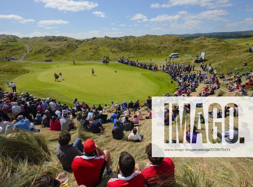 July 8th 2017, Portstewart Golf Club, Portstewart, Northern Ireland; Dubai Duty Free Irish Open Golf Championship, Day 3; Fans take in the sights over the 3rd green during the third round of the Dubai Duty Free Irish Open Cookex ActionPlus11899003