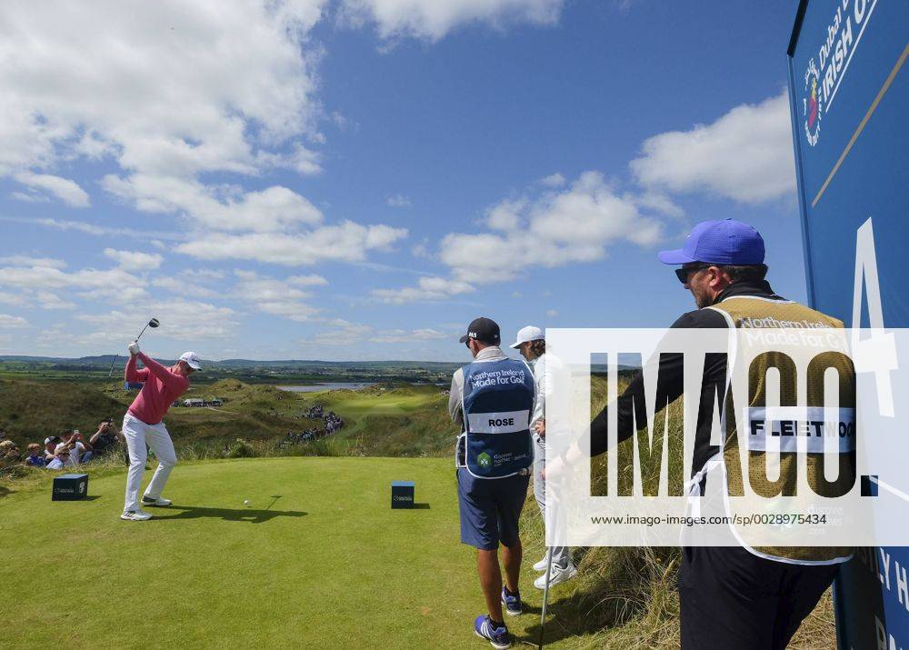 July 8th 2017, Portstewart Golf Club, Portstewart, Northern Ireland; Dubai Duty Free Irish Open Golf Championship, Day 3; Justin Rose (ENG) hits his tee shot on the 4th during the third round of the Dubai Duty Free Irish Open; Rose sitting on -13 at end of 3rd round Cookex ActionPlus11899004