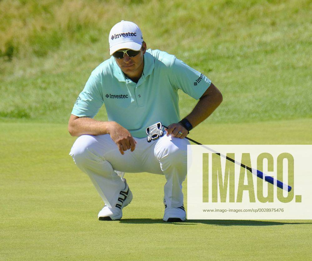 July 8th 2017, Portstewart Golf Club, Portstewart, Northern Ireland; Dubai Duty Free Irish Open Golf Championship, Day 3; Dean Burmester (RSA) lines up his putt on the 18th during the third round of the Dubai Duty Free Irish Open Cookex ActionPlus11898996