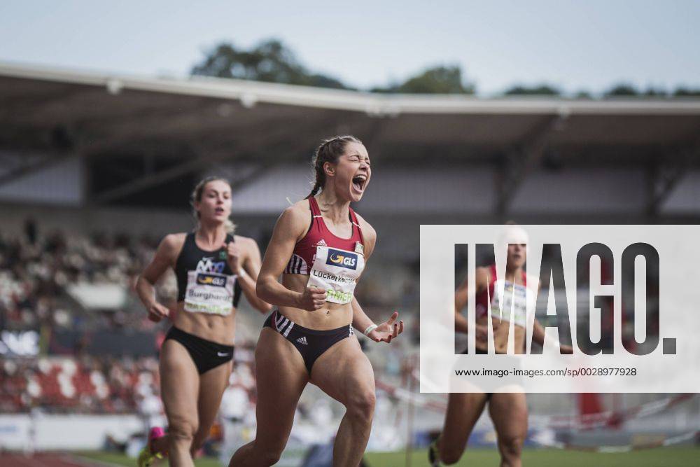 - SPORT Erfurt, Deutschland, 08.07.2017: Gina Lückenkemper Lueckenkemper gewinnt 100m Frauen, Deutsche Leichtathletik Meisterschaften.