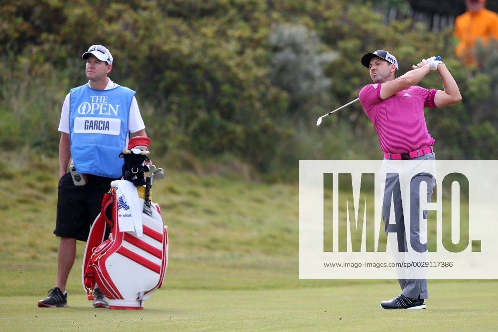 July 19th 2017, Royal Birkdale Golf Club, Southport, England; The 146th Open Golf Championship, Final Practice Day; Sergio Garcia (ESP) follows the flight of his ball on the first fairway Blunsdenx ActionPlus11903704