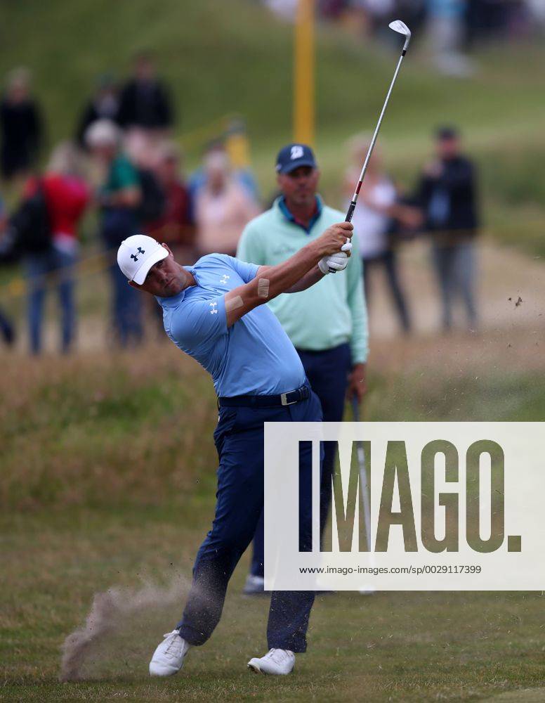 July 19th 2017, Royal Birkdale Golf Club, Southport, England; The 146th Open Golf Championship, Final Practice Day; Gary Woodland (USA) plays from the semi rough on the 10th hole Blunsdenx ActionPlus11903725