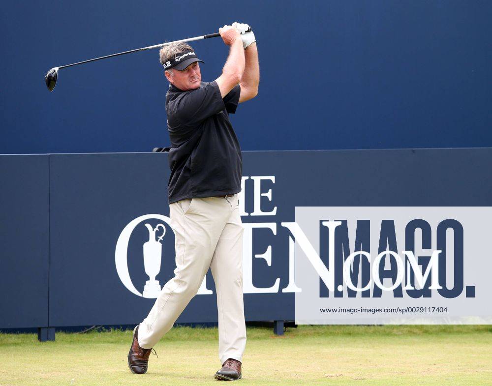 July 19th 2017, Royal Birkdale Golf Club, Southport, England; The 146th Open Golf Championship, Final Practice Day; Todd Hamilton (USA) plays his tee shot on the first hole Blunsdenx ActionPlus11903730