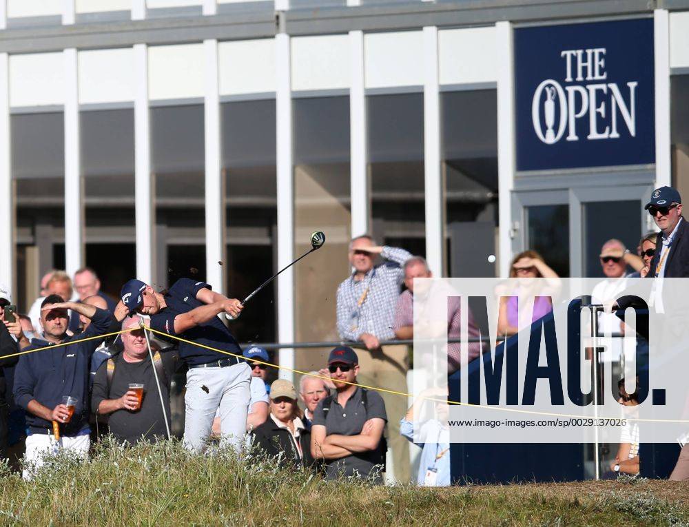 20th July 2017, Royal Birkdale Golf Club, Southport, England; The 146th Open Golf Championship, First round; Daniel Berger (USA) hits a recovery shot from the left rough in front of a hospitality pavilion on the 15th hole Blunsdenx ActionPlus11904113