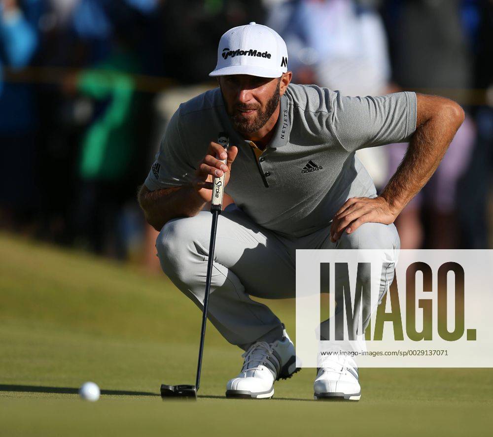 20th July 2017, Royal Birkdale Golf Club, Southport, England; The 146th Open Golf Championship, First round; Dustin Johnson (USA) studies his birdie putt on the 15th green Blunsdenx ActionPlus11904128