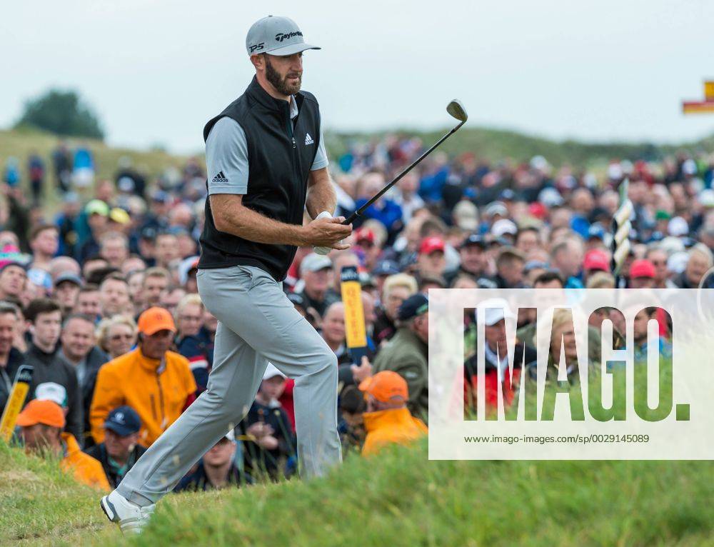 21st July 2017, Royal Birkdale Golf Club, Southport, England; The 146th Open Golf Championship, second round; Dustin Johnson (USA) looks at the contours around the 9th green after hitting his approach shot into gorse Blunsdenx ActionPlus11904477