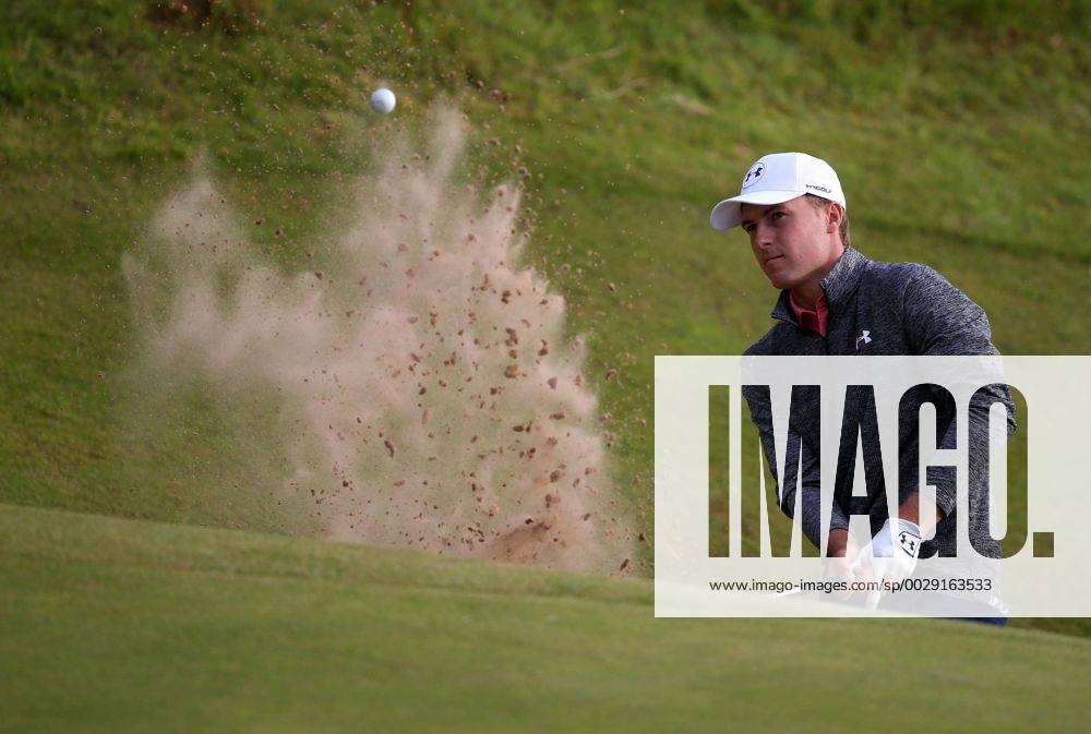- SPORT 22nd July 2017, Royal Birkdale Golf Club, Southport, England; The 146th Open Golf Championship, third round ; Jordan Spieth (USA) blasts out of the sand at the par five 17th hole Blunsdenx ActionPlus11905210