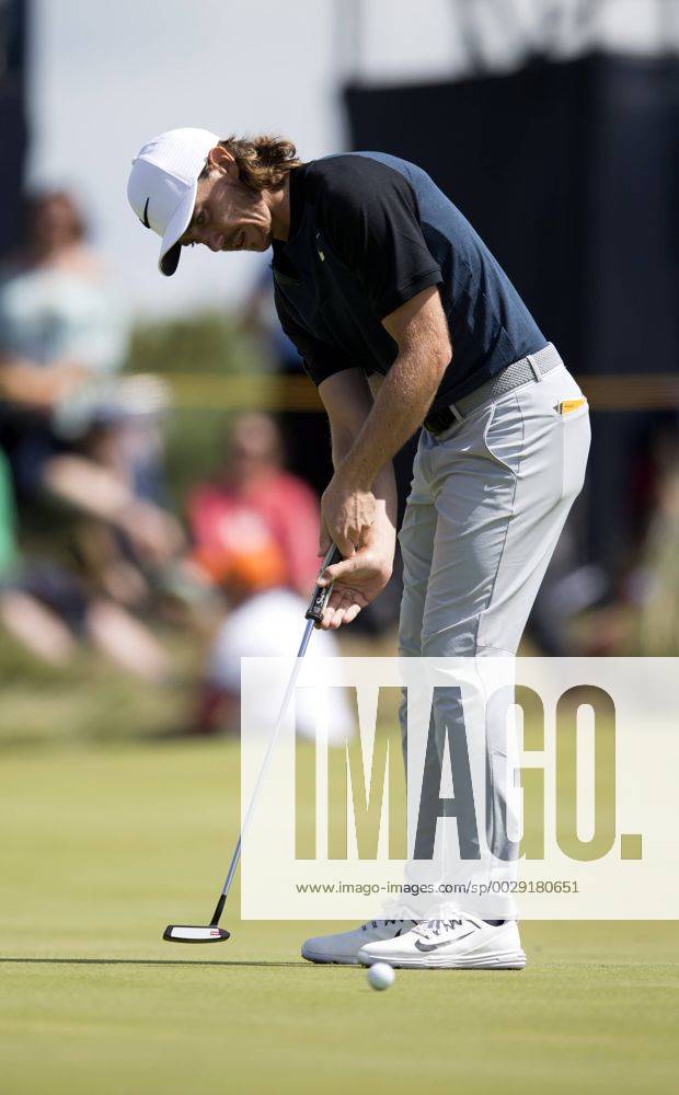 23rd July 2017, Royal Birkdale Golf Club, Southport, England; The 146th Open Golf Championship, fourth round ; Tommy Fleetwood (ENG) follows his birdie putt to the hole on the 8th green Blunsdenx ActionPlus11905779