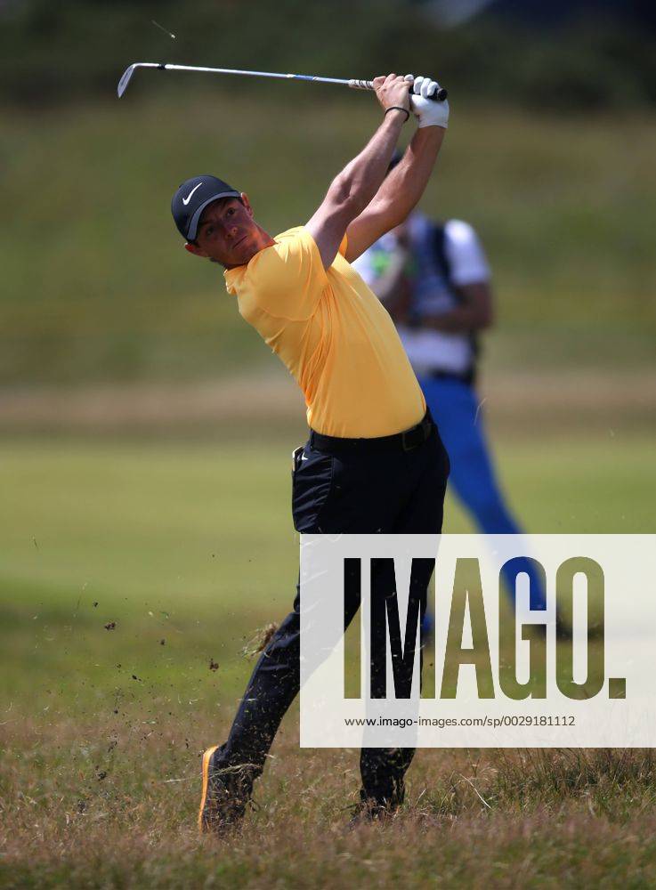 23rd July 2017, Royal Birkdale Golf Club, Southport, England; The 146th Open Golf Championship, fourth round ; Rory McIlroy (NIR) watches the flight of his blind second shot from the rough on the 3rd hole Blunsdenx ActionPlus11905889