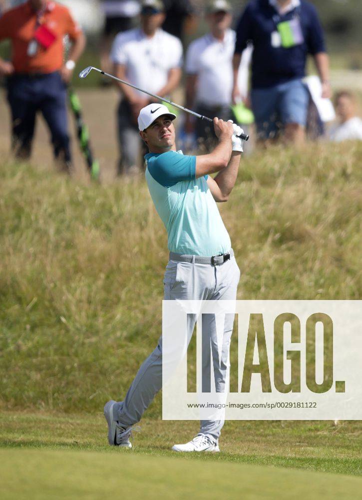 23rd July 2017, Royal Birkdale Golf Club, Southport, England; The 146th Open Golf Championship, fourth round ; Brooks Koepka (USA) hits his second shot to the green on the 15th hole Blunsdenx ActionPlus11905901