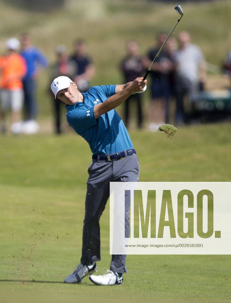 23rd July 2017, Royal Birkdale Golf Club, Southport, England; The 146th Open Golf Championship, fourth round ; Jordan Spieth (USA) hits his aproach shot to the 3rd green Blunsdenx ActionPlus11905902