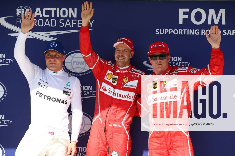 Hungarian Grand Prix, Hungaroring 27 - 30 July 2017 29.07.2017 - Qualifying, 3rd place Valtteri Bottas (FIN) Mercedes AMG F1 W08, Sebastian Vettel (GER) Scuderia Ferrari SF70H pole position and 2nd place Kimi Raikkonen (FIN) Scuderia Ferrari SF70H