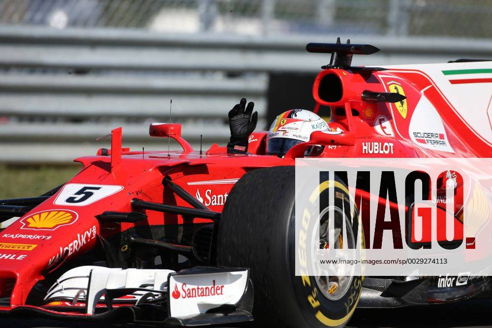 Hungarian Grand Prix, Hungaroring 27 - 30 July 2017 30.07.2017 - Race, Sebastian Vettel (GER) Scuderia Ferrari SF70H race winner waves to the fans