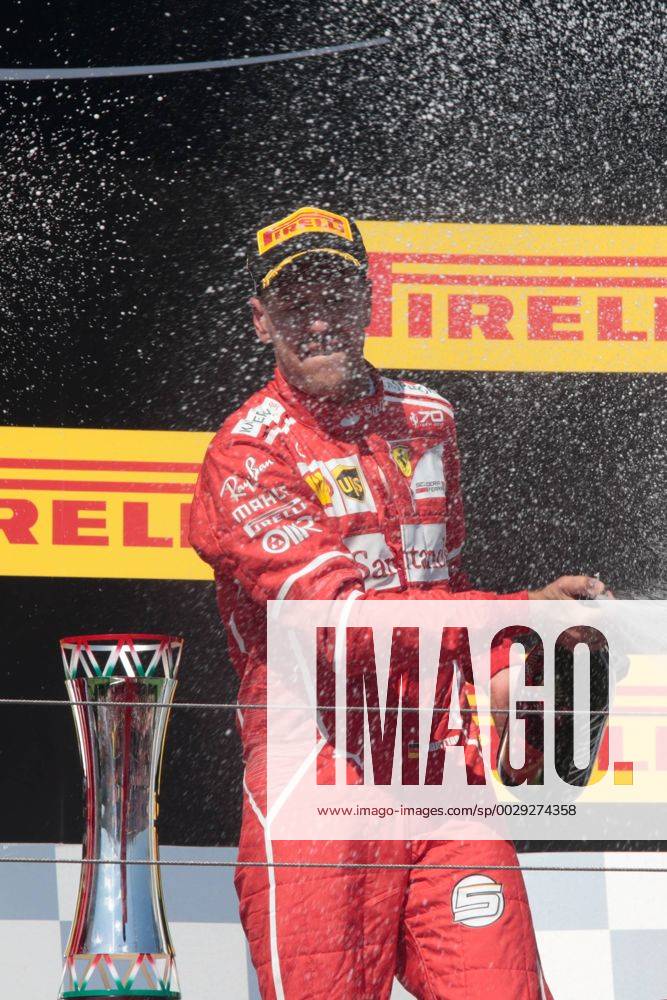 FORMULA 1 - Hungarian GP BUDAPEST,HUNGARY,30.JUL.17 - MOTORSPORTS, FORMULA 1 - Grand Prix of Hungary, Hungaroring. Image shows Sebastian Vettel (GER Ferrari). Keywords: award ceremony, trophy, champagne shower. GEPAxpictures Mueller