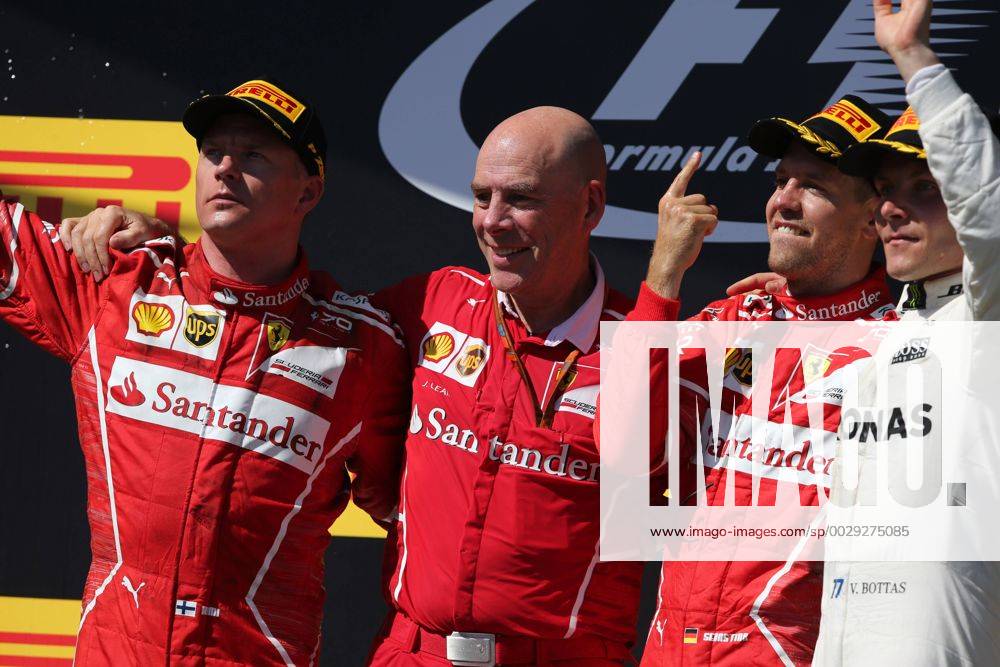 Hungarian Grand Prix, Hungaroring 27 - 30 July 2017 30.07.2017 - Race, 2nd place Kimi Raikkonen (FIN) Scuderia Ferrari SF70H, Jock Clear (GBR) Ferrari Engineering Director, Sebastian Vettel (GER) Scuderia Ferrari SF70H race winner and 3rd place Valtteri Bottas (FIN) Mercedes AMG F1 W08