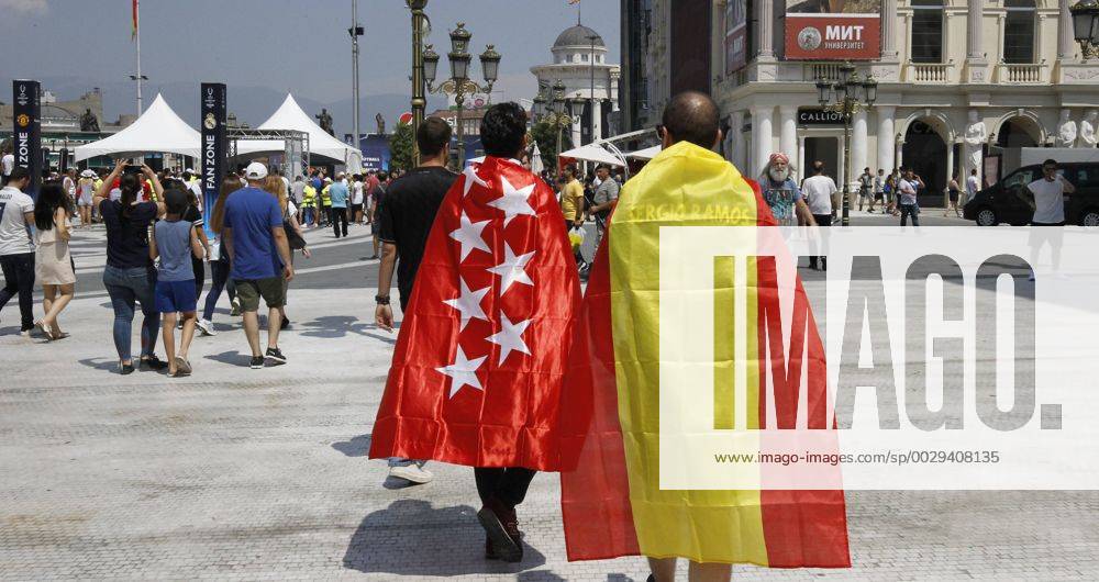 Final de la Supercopa de Europa entre el Real Madrid y el Manchester United ManU En la imagen, ambiente en las calles de Skopje antes del partido. 2017 UEFA Super Cup final match between Real Madrid and Manchester United. In this picture, atmosphere in Skopje streets before the match. xÃngelxRiverox