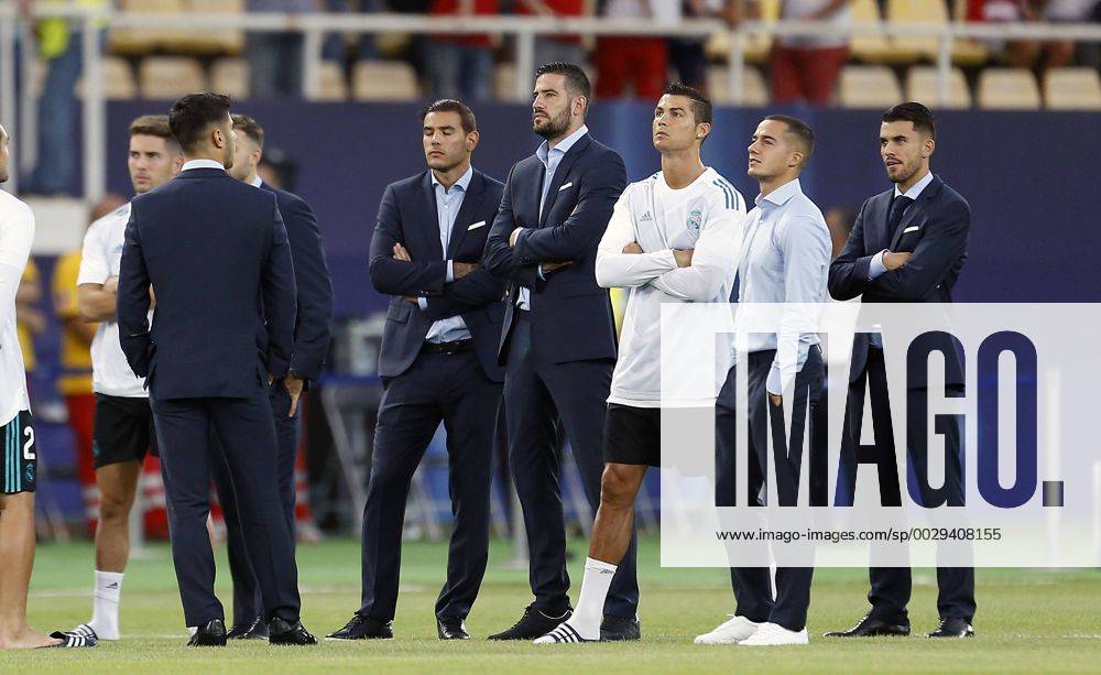 Final de la Supercopa de Europa entre el Real Madrid y el Manchester United ManU En la imagen, Cristiano Ronaldo, Lucas Vazquez y Ceballos. 2017 UEFA Super Cup final match between Real Madrid and Manchester United. In this picture, Cristiano Ronaldo, Lucas Vazquez and Ceballos. xÃngelxRiverox