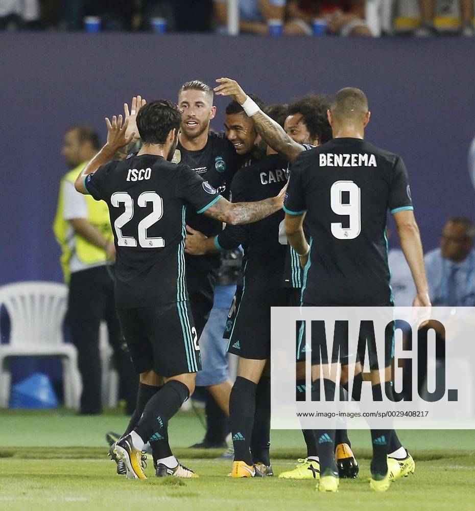 Final de la Supercopa de Europa entre el Real Madrid y el Manchester United ManU En la imagen, celebracion de Casemiro tras marcar. 2017 UEFA Super Cup final match between Real Madrid and Manchester United. In this picture, Real Madrid s Casemiro celebrates after scoring. xÃngelxRiverox