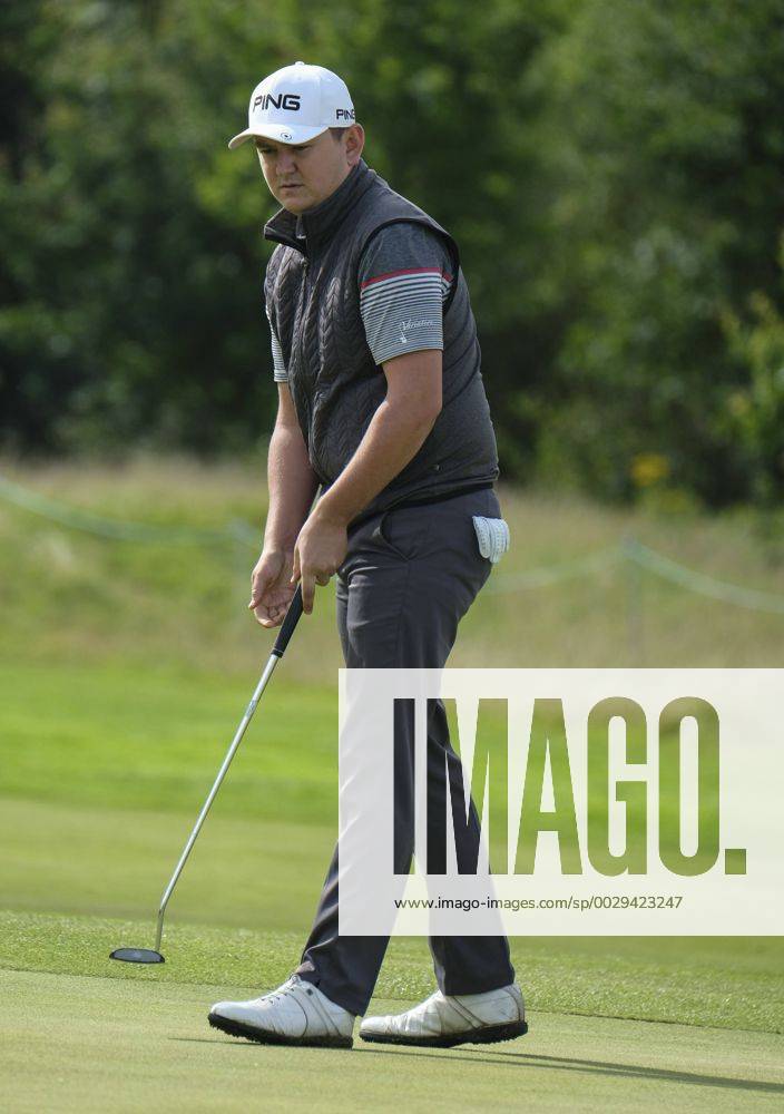 August 10th 2017, Galgorm Castle Golf Club, Galgorm, Northern Ireland; Northern Ireland Open, 1st Round; Jamie Rutherford (ENG) watches as he putts out on the 18th Cookex ActionPlus11914064