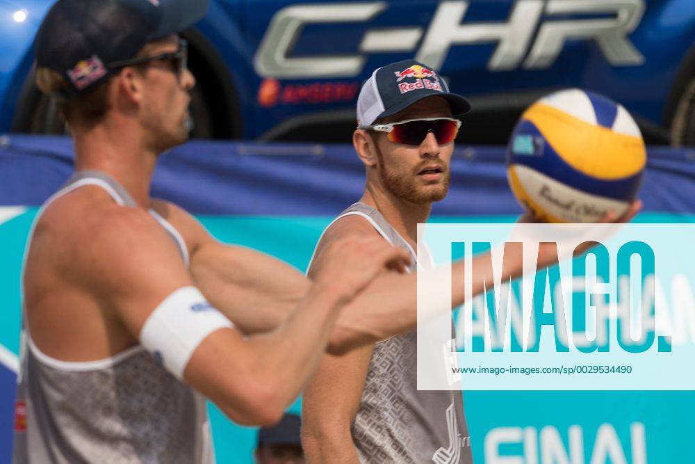 2017 CEV Beach volleyball Beachvolleyball European Championship EM Europameisterschaft Final Jurmala am 19.08.2017 Alexander BROUWER (NED), Robert MEEUWSEN (NED); 2017 CEV Beach Volleyball European Championship Final Jurmala am 19.08.2017, Jurmala (Lettland).