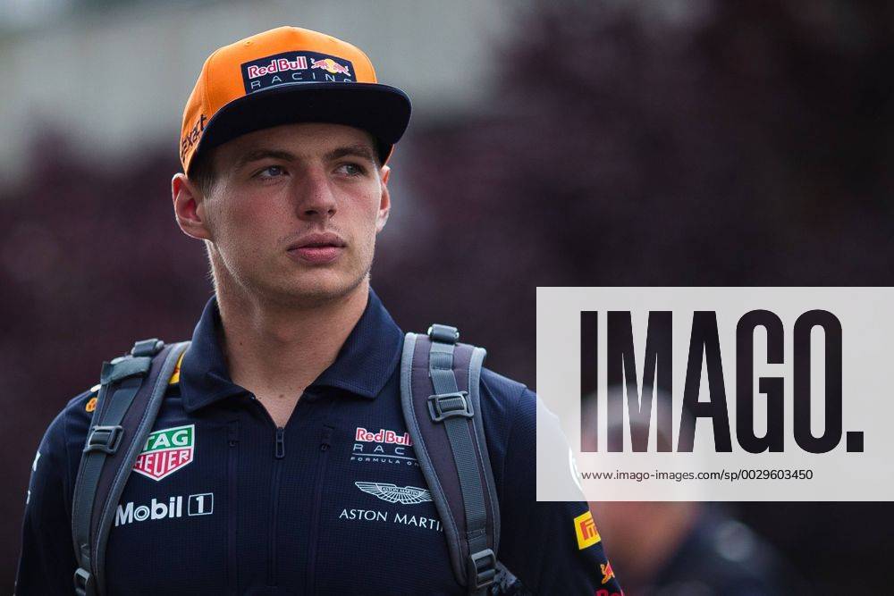 24th August 2017, Circuit de Spa-Francorchamps, Belgium; Belgium Grand Prix, Drivers arrival and press conference PK Pressekonferenz Max VERSTAPPEN from Netherlands of RedBull Racing, Red Bull RB13, TAG-Heuer F1 engine arriving on the track xActionxPlusx ActionPlus11920027