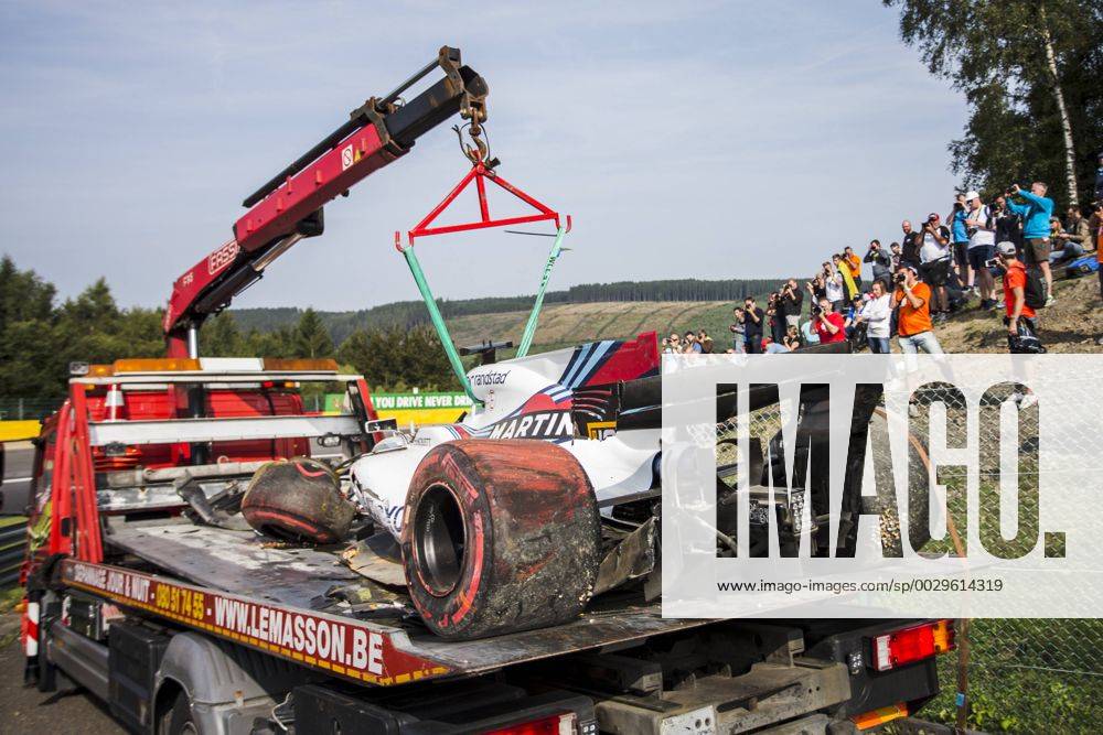 Spa, Belgium - 19 MASSA Felipe from Brasil of Williams F1 after suffering an accident during the Formula One Belgian Grand Prix at Circuit de Spa-Francorchamps on August 25, 2017 in Spa, Belgium. F1 Grand Prix of Belgium - Practice - ZUMAn230 20170825_zaa_n230_087