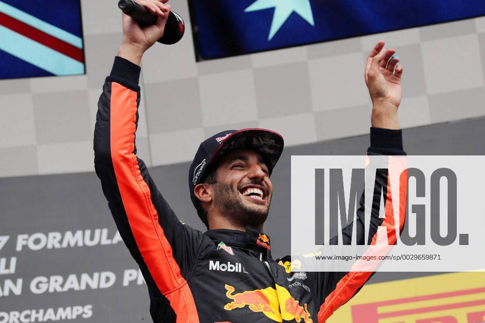 Race, 3rd place Daniel Ricciardo (AUS) Red Bull Racing RB13 Belgian Grand Prix, Spa-Francorchamps 24 - 27 August 2017 27.08.2017 - Race, 3rd place Daniel Ricciardo (AUS) Red Bull Racing RB13