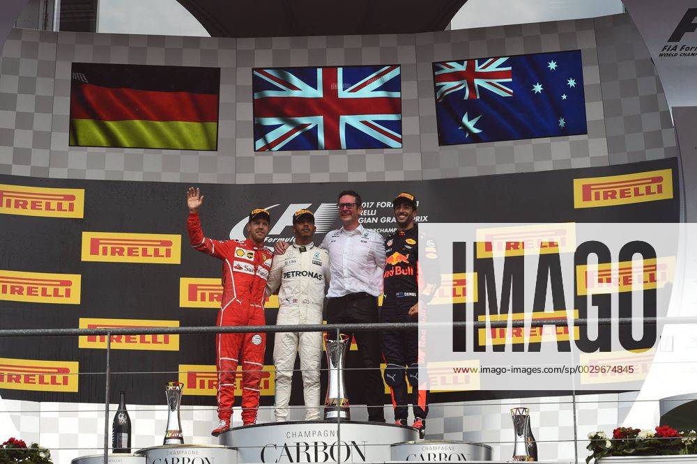 Daniel Ricciardo (AUS 3), Red Bull Racing, Sebastian Vettel (GER 5), Scuderia Ferrari, Lewis Hamilton (GB 44), Mercedes AMG Petronas Motorsport, Grosser Preis von Belgien 2017, Rennen, Motorsport, Formel 1, 27.08.2017, Spa-Francorchamps