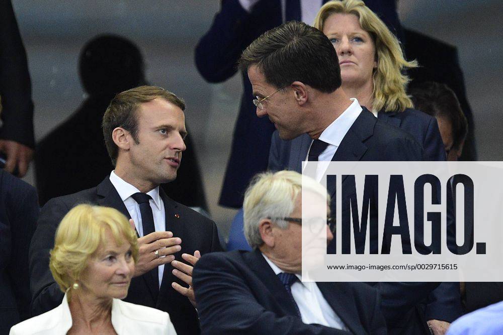 Emmanuel Macron - president de la Republique Mark Rutte - Premier ministre des Pays Bas CELEBRITES : France vs Pays Bas - Paris - 31 08 2017 JBAutissier Panoramic