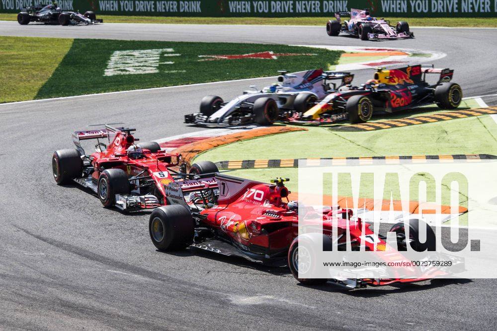Motorsports: FIA Formula One World Championship WM Weltmeisterschaft 2017, Grand Prix of Italy, 7 Kimi Raikkonen (FIN, Scuderia Ferrari), 5 Sebastian Vettel (GER, Scuderia Ferrari), Monza Italy ZWEIx