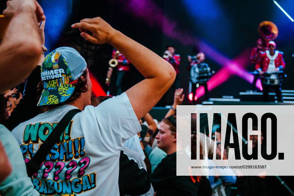 Illustration picture shows festival-goers during the second day of the 2023 edition of the Dour festival in Dour, on Thursday 13 July 2023. The festival takes place from 12 to 16 July. JUSTINxNAMUR 70575340