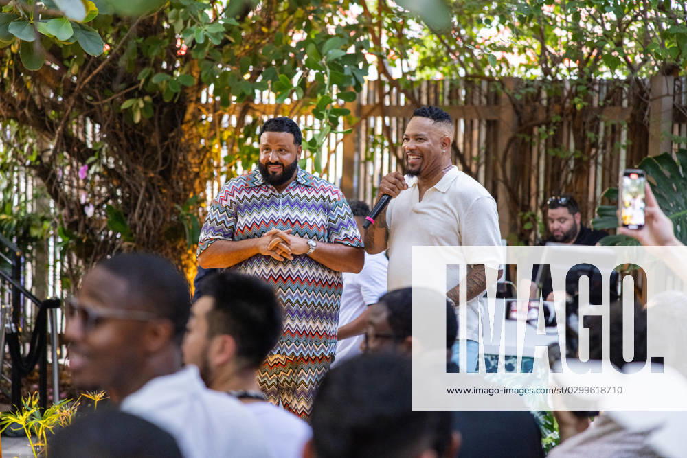 Celebrities At We The Best Foundation Golf Classic VIP Reception. Featuring: DJ Khaled & Reggie Saunders Where: Miami, Florida, United States When: 19 Jul 2023 Credit: Seth Browarnik startraksphoto.com