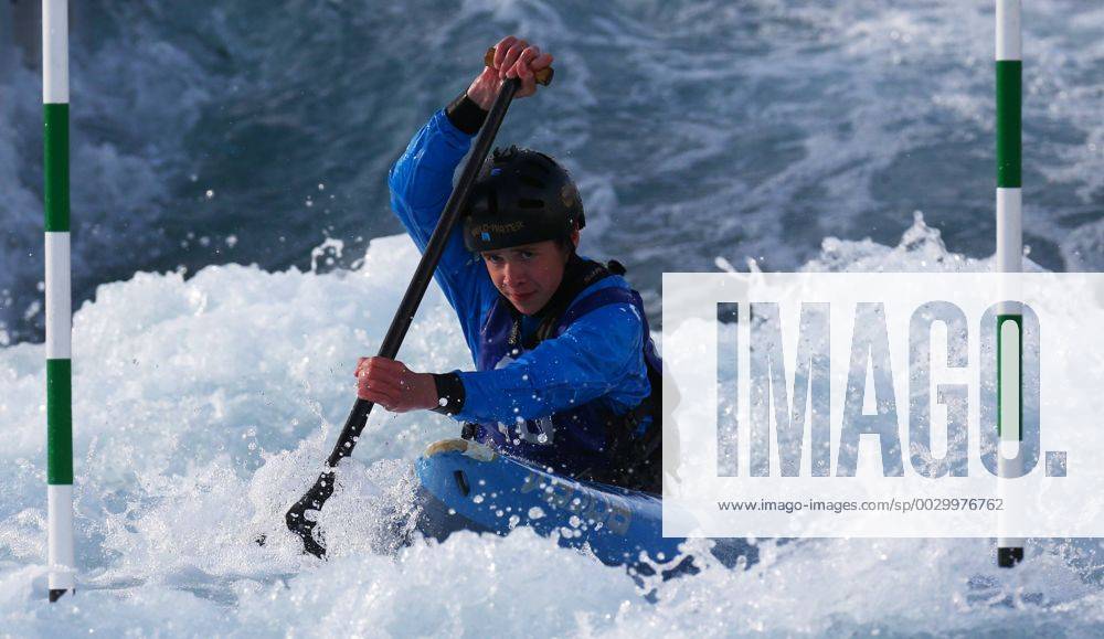 London, United Kingdom - Iain McBride of Breadabane CC J16 PU.compete in the Canoe Single (C1) Men 2nd Run during the British Canoeing 2017 British Open Slalom Championships at Lee Valley White Water Centre on September 16, 2017 in London, England British Open Slalom Championships 2017 - ZUMAn230 20170916_zaa_n230_1145
