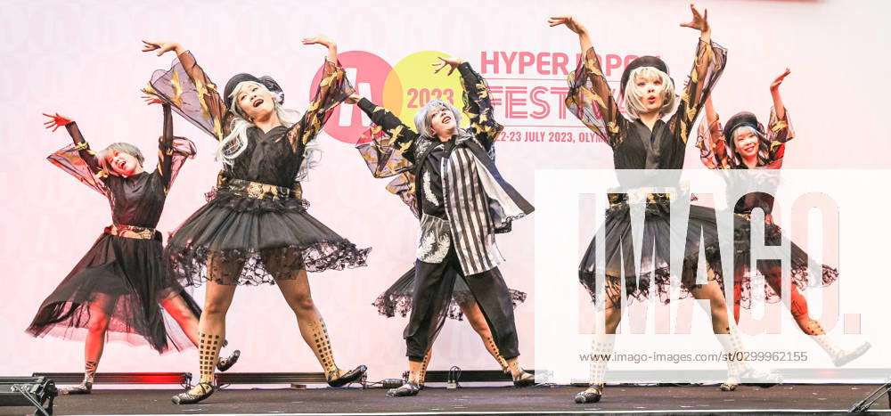 Colorpointe perform fusion J-Pop and Ballet at Hyper Japan, Kensington Olympia, London, UK London, UK, 21th July 2023. Colorpointe, a song and dance group from Tokyo, perform a fusion of J-Pop and Ballet on stage to an enthusiastic audience. The group got together in 2011 and perform in pointe shoes. Hyper Japan Festival is London s festival for all things Japanese including cosplay, anime, stalls, performances and workshops,held at Olympia London in Kensington, this year from July 21st 23rd., Credit:Imageplotter Avalon