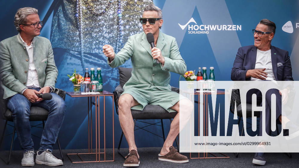 Reiteralm, Schladming, Ennstal, Styria, Austria, Europe Press conference with Robbie Williams in Schladming, Styria For the ski opening in the Schladming Dachstein region with the 4 mountains Hauser Kaibling, Planai, Hochwurzen, Reiteralm will give the world star on 07 and 08 December 2023 to the winter season start two concerts