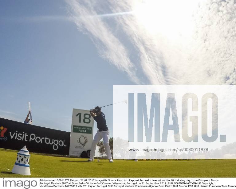 Raphael Jacquelin tees off on the 18th during day 1 the European Tour - Portugal Masters 2017 at Dom Pedro Victoria Golf Course, Vilamoura, Portugal on 21 September 2017.