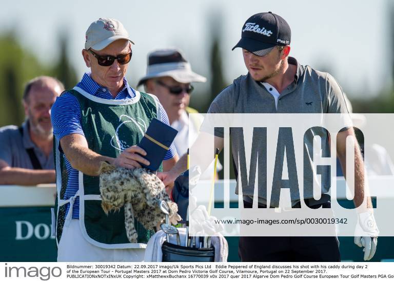 Eddie Peppered of England discusses his shot with his caddy during day 2 of the European Tour - Portugal Masters 2017 at Dom Pedro Victoria Golf Course, Vilamoura, Portugal on 22 September 2017.