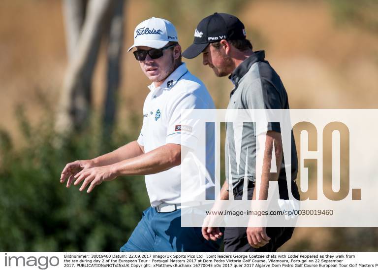 Joint leaders George Coetzee chats with Eddie Peppered as they walk from the tee during day 2 of the European Tour - Portugal Masters 2017 at Dom Pedro Victoria Golf Course, Vilamoura, Portugal on 22 September 2017.