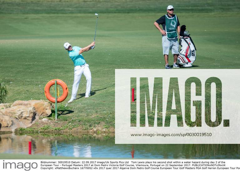 Tom Lewis plays his second shot within a water hazard during day 2 of the European Tour - Portugal Masters 2017 at Dom Pedro Victoria Golf Course, Vilamoura, Portugal on 22 September 2017.